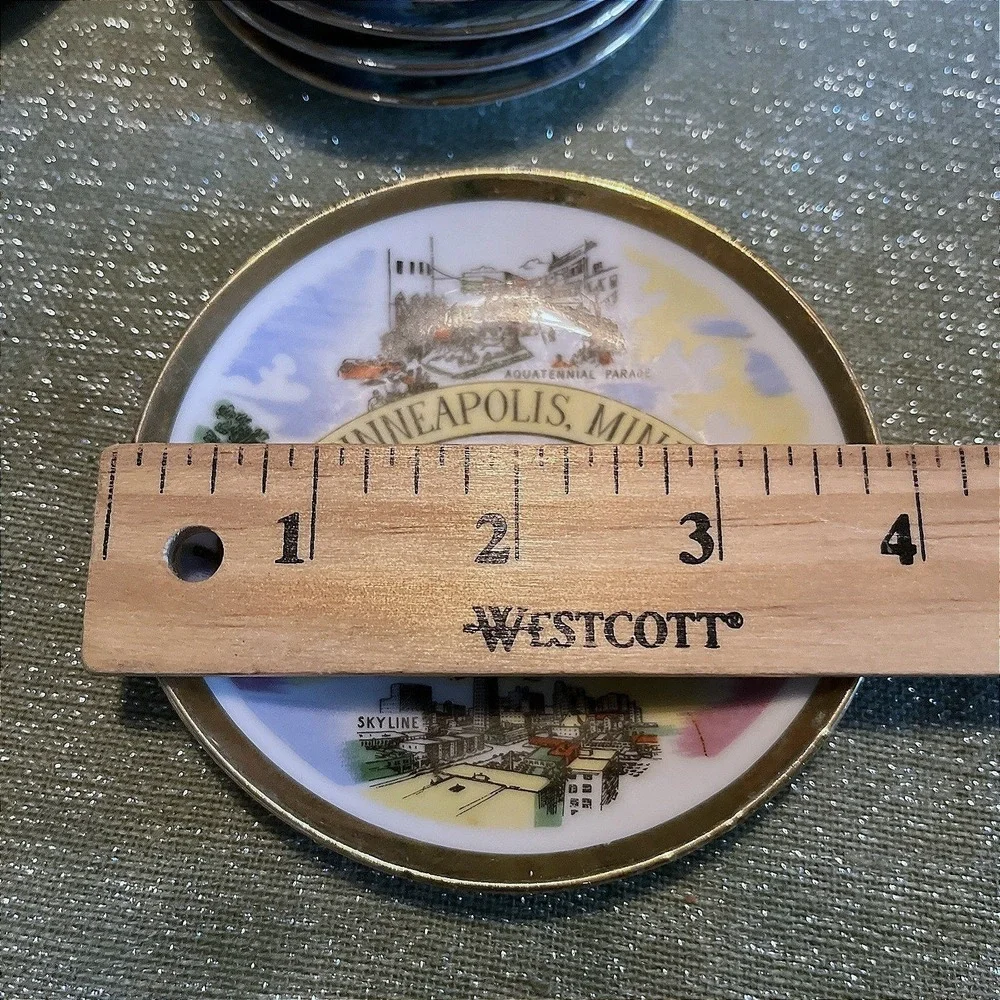 Vintage Thrifco Minneapolis Mini Plates/Butter Pats Gold Trim~ Set of 9